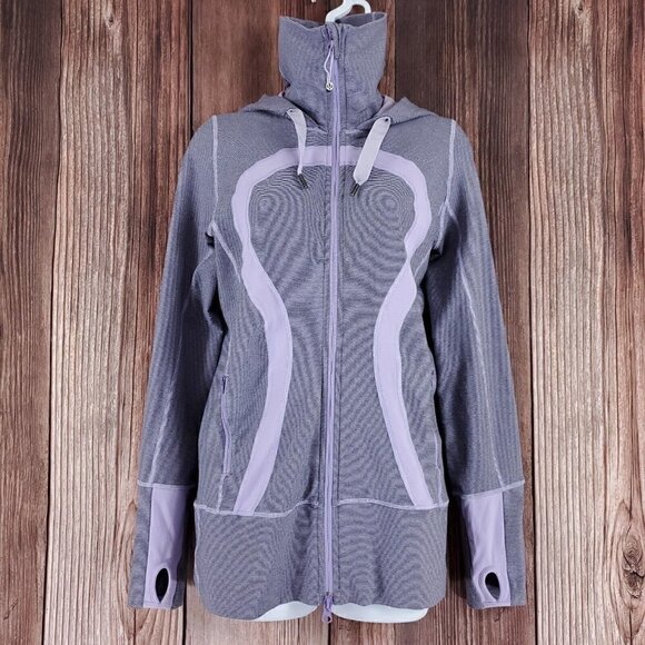 Lululemon Stride Jacket Size 6 Lilac Heathered Coal Wee Stripe Full Zip Hoodie - Picture 1 of 16